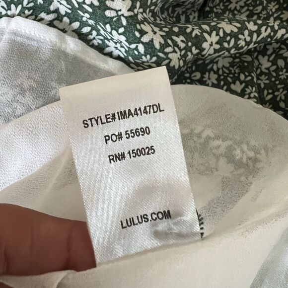 Lulus Mini Dress‎ Women’s Size XL Green Floral Ruffled Cut Out Back Long Sleeve - Picture 12 of 12